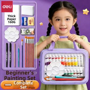 deli | Non-Toxic Washable Childrens Watercolor And Gouache Paint Set