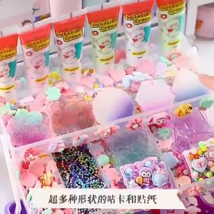 Set Kerajinan Kunci Akrilik DIY dengan Lem Krim Model Kreatif Gantungan Kunci Anak-anak dengan Stiker Gratis Lem Krim