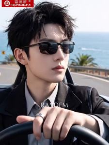 Raydem | Driving Fishing UV Protection Half-Frame Aluminum Magnesium Polarized Sunglasses