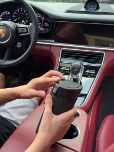 Portable Car Trash Can Cup Holder Dual-open Leakproof Car Interior Garbage Storage Bin Odor Sealing