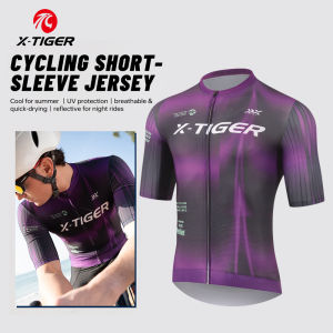 X-TIGER Men Cycling Jerseys Short Sleeves Bike Shirt with 3 Rear Pockets Pro Road Cycling Apparel Summer Quick Dry Biking Shirt