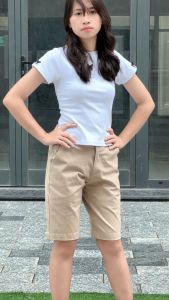 Quần Lửng Nữ Kaki Lưng Thun Co Giãn Cạp Thấp Tôn Dáng Women