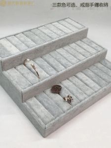 Three-Layer Jewelry Tray Jewelry Box Bracelet Ring Storage Stud Earring Box Storage Ice Crytal Velvet Fine Bracelet Stand Props