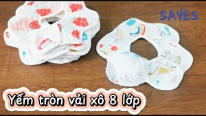 Yếm tròn vải xô 8 lớp siêu thấm hút yếm sữa yếm dãi sợi bông cho bé