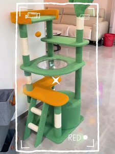 Cat Tree with Cat Condo and Hammocks Cat Tower with Scratching Posts for Indoor Cats Activity Centre Climbing Tree  with Playful Toy Balls Beige Grey