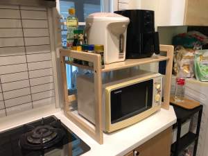 ชั้นวางคร่อมไมโครเวฟ กว้าง 60 cm สีไวท์วอช