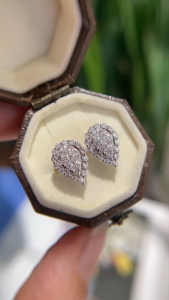 Montagne Jewelry 18K Pure White Gold Earrings Teardrop Design Fine Jewellery Natural 0.6 Carat Diamond Earrings Stud Earring