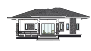 S-8746 แบบบ้านชั้นเดียวสไตล์คอนเทมโพรารี พื้นที่ใช้สอย 86 ตร.ม. 2ห้องนอน 2ห้องน้ำ