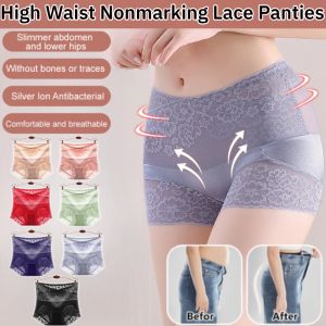 High Waist Lace Panties Antibacterial Crotch Belly Contracting Hip Lifting Underwear Tummy Control Pantys