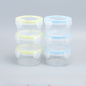 round Sealed Refrigerator -Keeping Box 300ml Snack Box Small Lunch Box Bento Box Food Sample Box Microwave Safe Plastic
