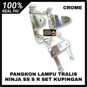 BRACKET BRAKET LAMPU DEPAN R SS S CROME PANGKON TRALIS HEADLAMP KAWASAKI NINJA R SS S SET KUPINGAN