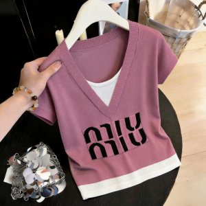 Áo Thun Mô Phỏng Hai Mảnh V-Neck Tay Ngắn Kích Cỡ Lớn