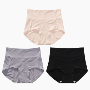 กางเกงชั้นในทรงสามเหลี่ยมเอวสูงผ้าโมดอลไหมสำหรับผู้หญิง ระบายอากาศได้ดี ไม่มีรอยตะเข็บ 3 ตัว ผ้าฝ้ายแท้ 100%