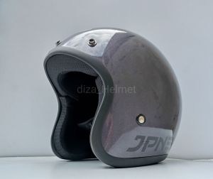 Helm Bogo Retro JPN Abu Gunmett Metalik sepaket dengan kaca