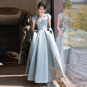 Formal Evening Dress For Women Pure Color French backless lady birthday Slim Fit presenter Wedding Female Prom Gown
