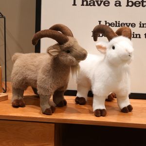 Ranch Animal Series Soft Cute Simulated Brown White Goat Mountain Lifelike Plush Toy Stuffed Sheep Animal Birthday Gift Kids Toy
