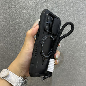 Magnetic Absorption Phone Case with Pop-Up Lens Four Corner Drop Protection for  15Pro Max 14Pro 13 12 Silicone Protective Cover