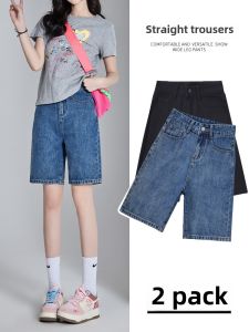 Mid-rise Thin Loose Wide-legged Five-divisions Shorts