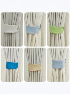 High-End Chenille Fixed No-Nail Button Curtain Tie Modern Simplicity Bed Curtain Pearl Magnetic Absorption Non-Nail Button