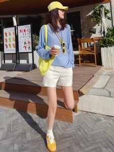 Summer Blue Sun Protection Long Sleeve Cover-Up T-Shirt Womens Unique Beautiful Good Looking Top Korean Style Casual Wear