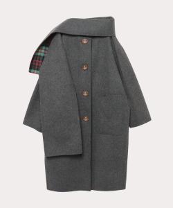 Double-Sided Woolen Coat Scarf Collar Mid-Length Plaid Outerwear Womens Autumn Winter Fashion Commute Korean Style Long Sleeve