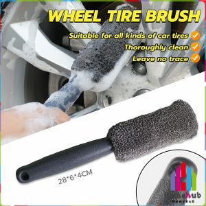 Homehub Car Wash Cleaning Portable Wheel Brush Microfiber Wheel Tire Rim Brush Auto Trunk Tools 28cm