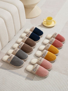 4 Double Autumn Winter Cotton Slippers Womens Indoor Home Warm with Velvet Couple Cotton Slippers Mens Winter 6