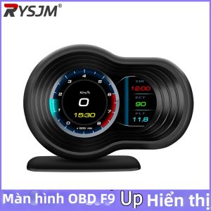 RYSJM | Màn Hình Hiển Thị HUD OBD2 F9 Turbo Gauge Không Dây Đo Tốc Độ Xe Kỹ Thuật Số Kích Thước 91mm X 122mm X 66mm Có Chức Năng Kiểm Tra Tốc Độ Tăng Giảm.