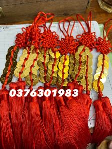 Xu ngũ đế thu hút tài lộc xua đuổi vận rủi dây xu ngũ đế mạ vàng