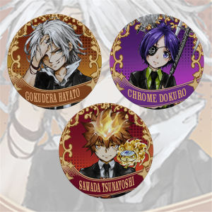 58mm Anime Katekyo Hitman Reborn Sawada Tsunayoshi Gokudera Hayato Cosplay COSTUME Badge Pin SPTE Tinplate Brooch Prop Xmas Gift