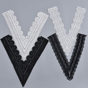 Handmade Deep V-Neck Fake Collar Prevent Exposure Embroidered Lace Trim Shirt Collar Repair Womens Embroidered Collar Accessories