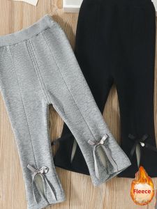 Childrens Clothing Girl Autumn and Winter Clothing New Padded Fleece Trousers Baby Single-Layer Fleece-Lined Leggings Girl Flared Pants