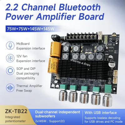 New!! ZK-TB22 แอมป์จิ๋ว บลูทูธ ระบบ 2.2 ขับลำโพงซับเบส ซับวูฟเฟอร์ ได้2ดอก กำลังขับ 75w+75w+145w+145w