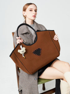 DGENIUS Original Large Capacity Fashionable Womens Basket Weave Handbag Shoulder Bag with Double Zipper Soft Polyester Material