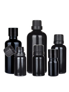 Black Glass Essential Oil Storage Bottle Light-Proof Medicine Oil Drip Hole Big Cap Fire Extinguisher Bottles Beauty Moisturizing Portable Essence Bottle