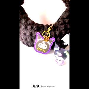 Sanrio Daruma Leatherette Bag Charm with 24K Gold-Plated Charm (Kuromi / Cinnamoroll) [The Singapore Mint]