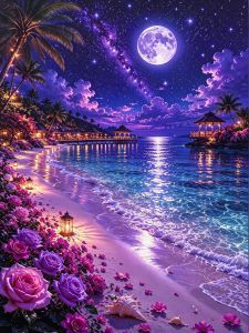 HUACAN Diamond Painting News 2027 Seaside Landscape Night Diamond Mosaic Beach Full Square Round Drill Rhinestones