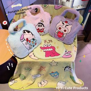 Portable Cartoon Crayon Shinchan Air Conditioned Office Nap Blanket Student Dormitory Cover Blanket Car Travel Blanket