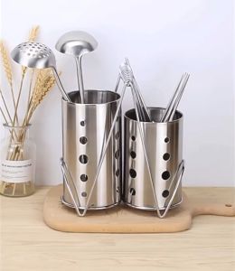 9772# Utensil Holder Stainless Steel Chopstick And Spoon Holder Blocks Cutlery Drainer Kitchen Organizers