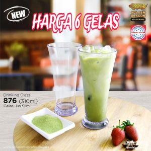(6 PCS) GELAS JUS SLIM GOLDEN DRAGON 876 310ML