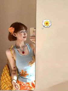 chaqi | Summer 2025 Floral Print Halter Top Womens Slim Fit Trendy Vacation Style Design Sense Casual Comfortable Breathable Top