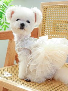 Princess Style Wedding Dress for Pet Dogs Teddy Skirt Dog Princess Skirt Cat York Summer Wedding Dress Skirt by Pomegranate Sauce