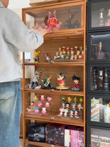 จอแสดงผล 2 ประตู 4/5 เลเยอร์ความโปร่งใสสามด้านจัดจอแสดงผลชั้นวางหนังสือตู้หนังสือตู้หนังสือตู้หนังสือ, สีครีม