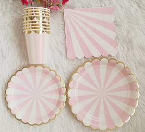 INS Internet Celebrity Childrens Birthday Party Pink Paper Pallet Paper Cup Disposable Tableware Cake Dishes Picnic Plate