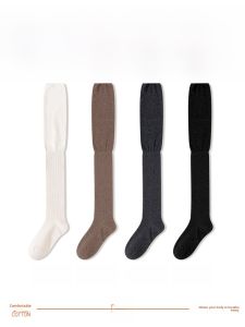 JINGCHI | Knee-high Cotton Blend Womens Socks Autumn Winter Thickened Long Tube Socks With Knee Protection For Boots And Leg Shaping Function