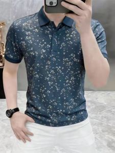 Kawadu | Elegant Patterned Mens Polo Shirt Short Sleeve