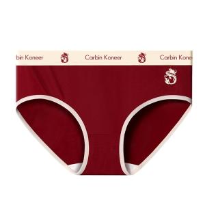 CarbinKoneer | CarbinKoneer Lucky Year Womens Underwear Pure Cotton Antibacterial Triangle Wedding Modal Briefs Mid Waist Sport Style Cotton Lining