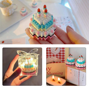 Nano Block Cake Gift Box Series Dengan Lampu LED Mainan Blok Balok Susun Building Bricks