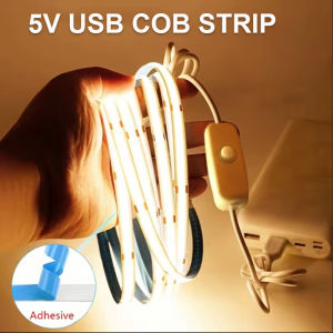 5V USB ON/OFF COB Strip 320Leds White/ Warm White Light for Home Decor Cabinet Lamp Flexible Ribbon Rope LED Light
