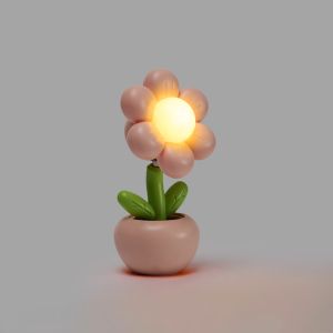 Mini LED Floral Potted Night Light For Bedroom Desk Mini Table Lamp Desktop Childrens Gift Creative Decoration Night Lamp